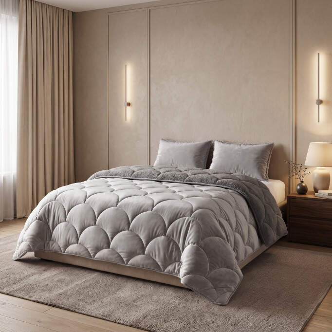 Lazy Teddy/Velvet Taupe/Grijs 200x200cm + 2x60x70cm