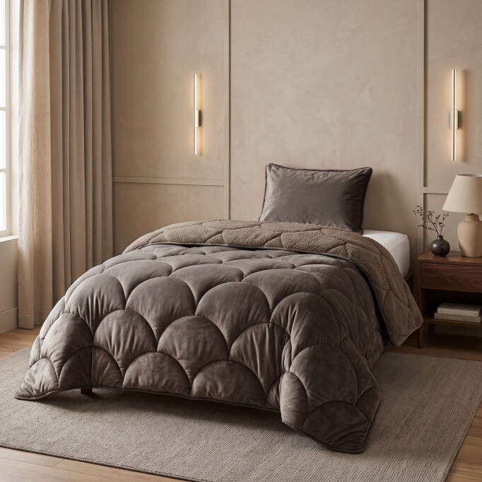 Lazy Teddy/Velvet Taupe/Bruin 140x200cm + 1x60x70cm