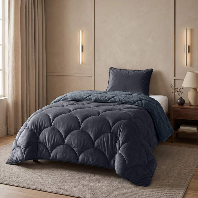 Lazy Teddy/Velvet Antraciet 140x200cm + 1x60x70cm