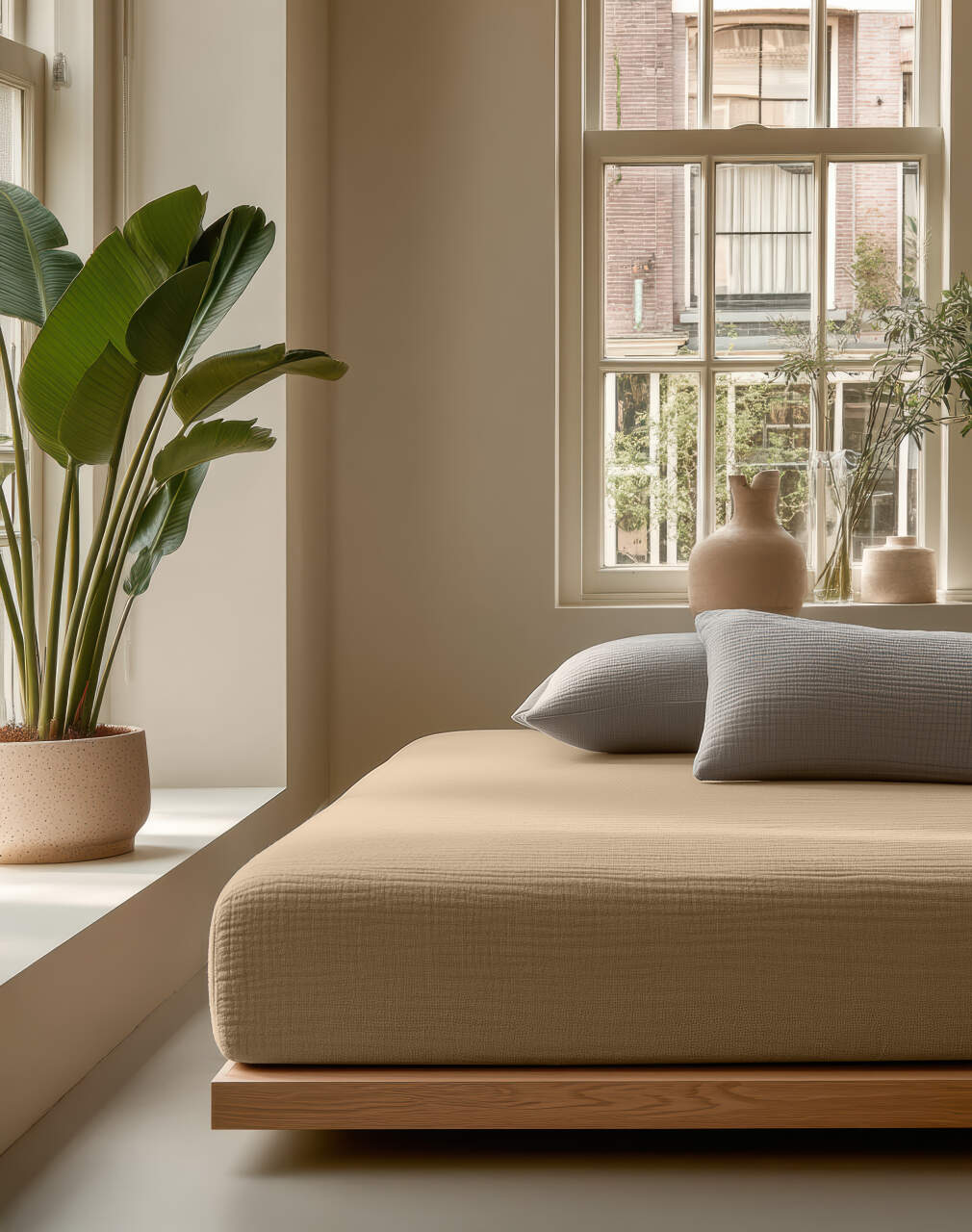 Hoeslaken Mousseline Nude 160 x 200 + 30