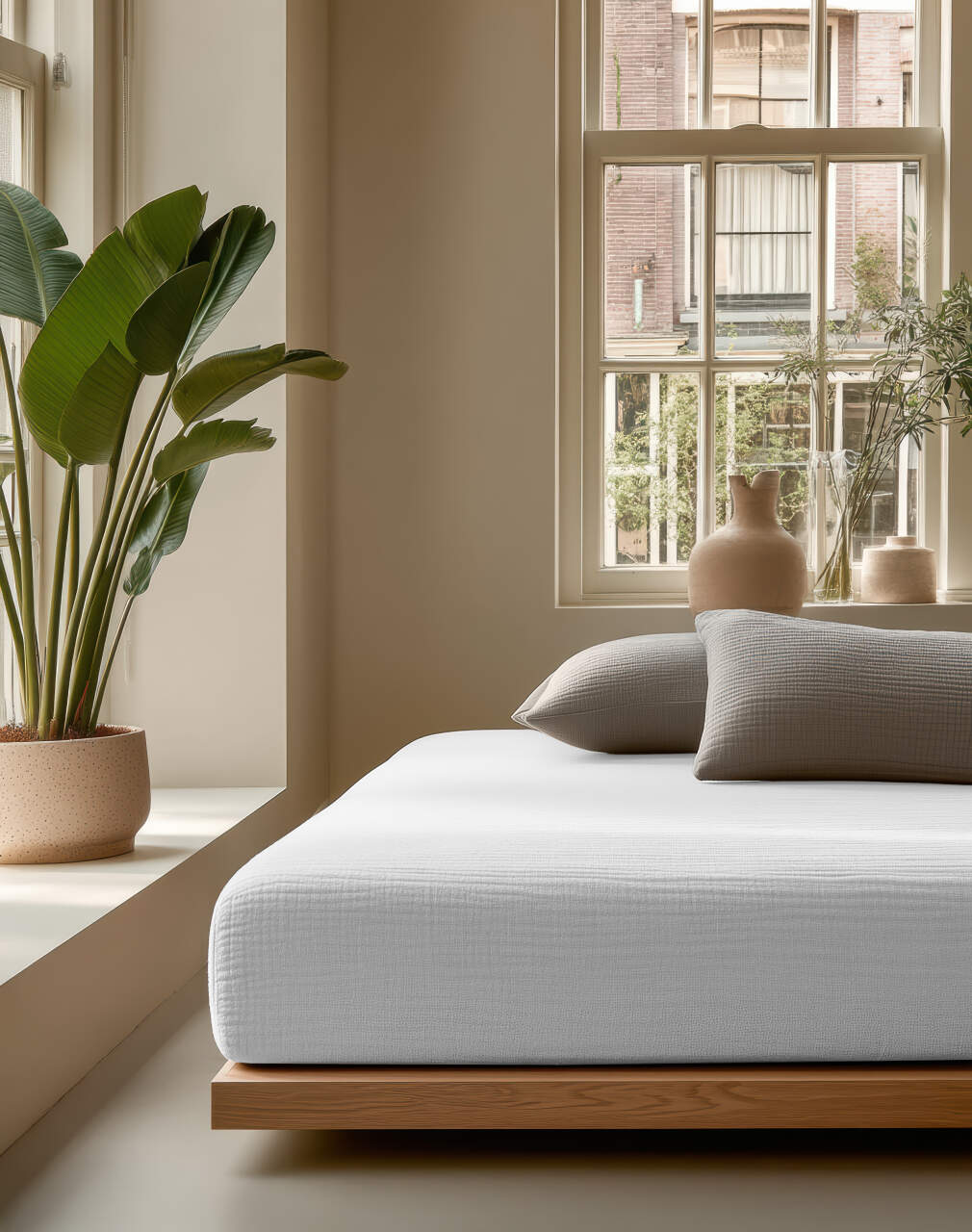 Hoeslaken Mousseline Wit 180 x 200 + 30